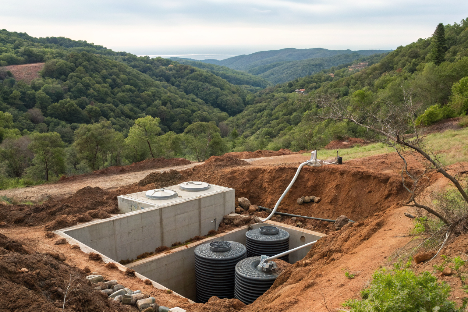 Alternative septic system in a challenging landscape.
