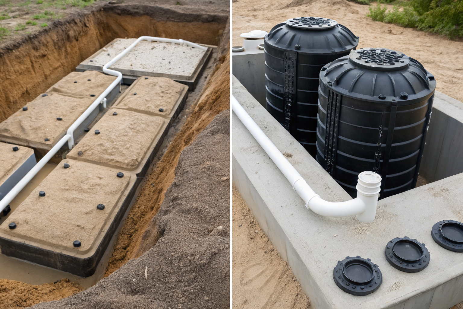 Comparison of mound and conventional septic system components with costs.