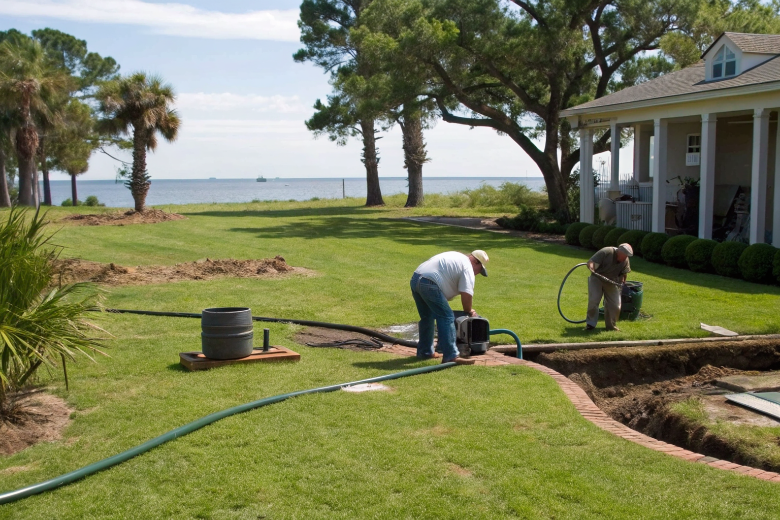 Septic inspection in a backyard in South Carolina.