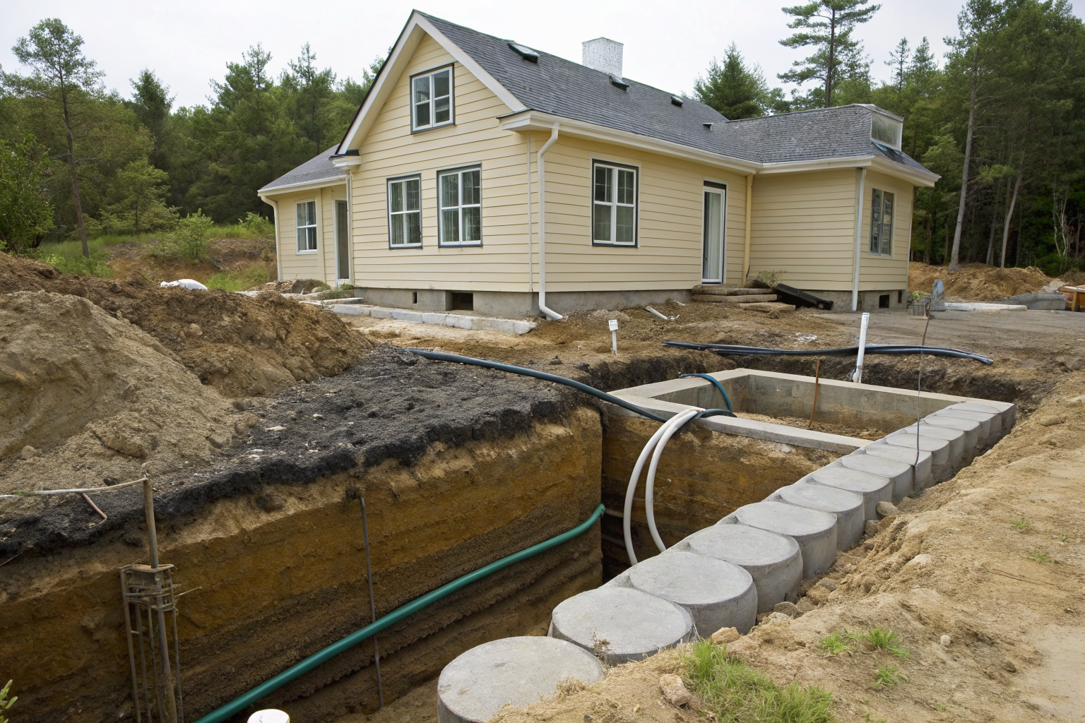 Septic system with stress indicators like bacterial thinning.