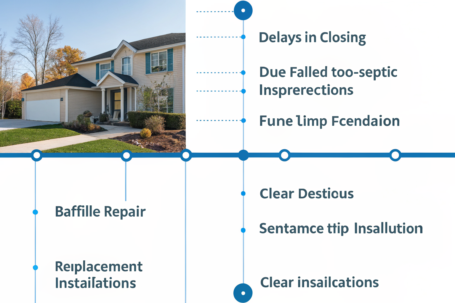 Timeline chart showing closing delays due to septic repairs.