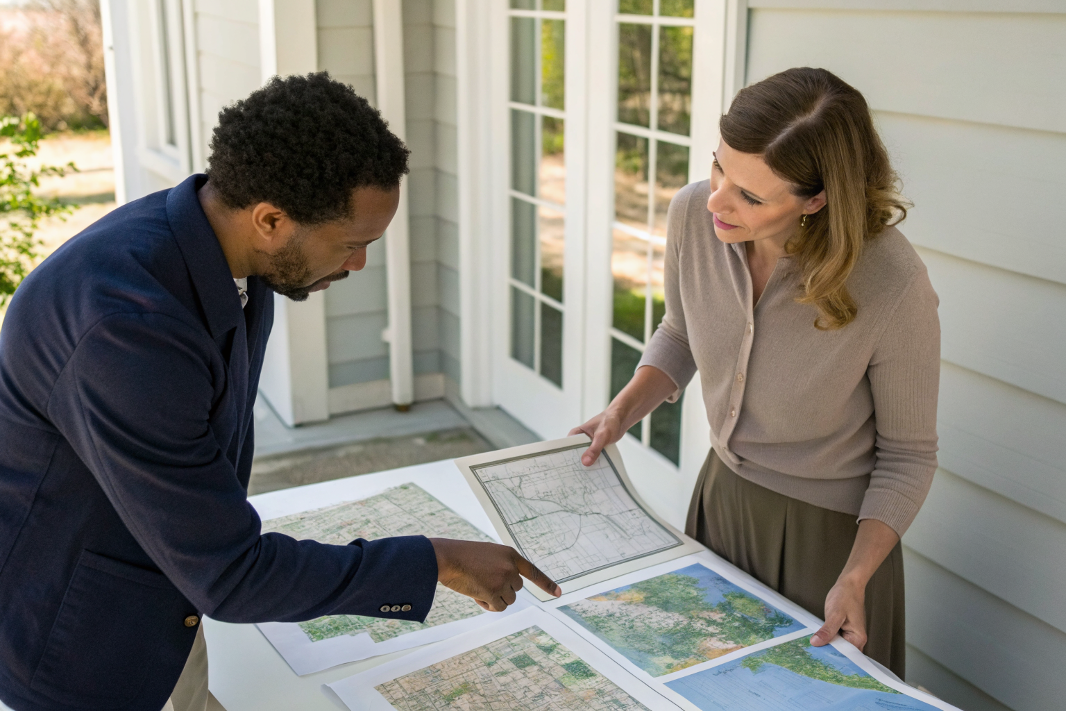 Real estate agent discussing septic inspection requirements with homebuyer.