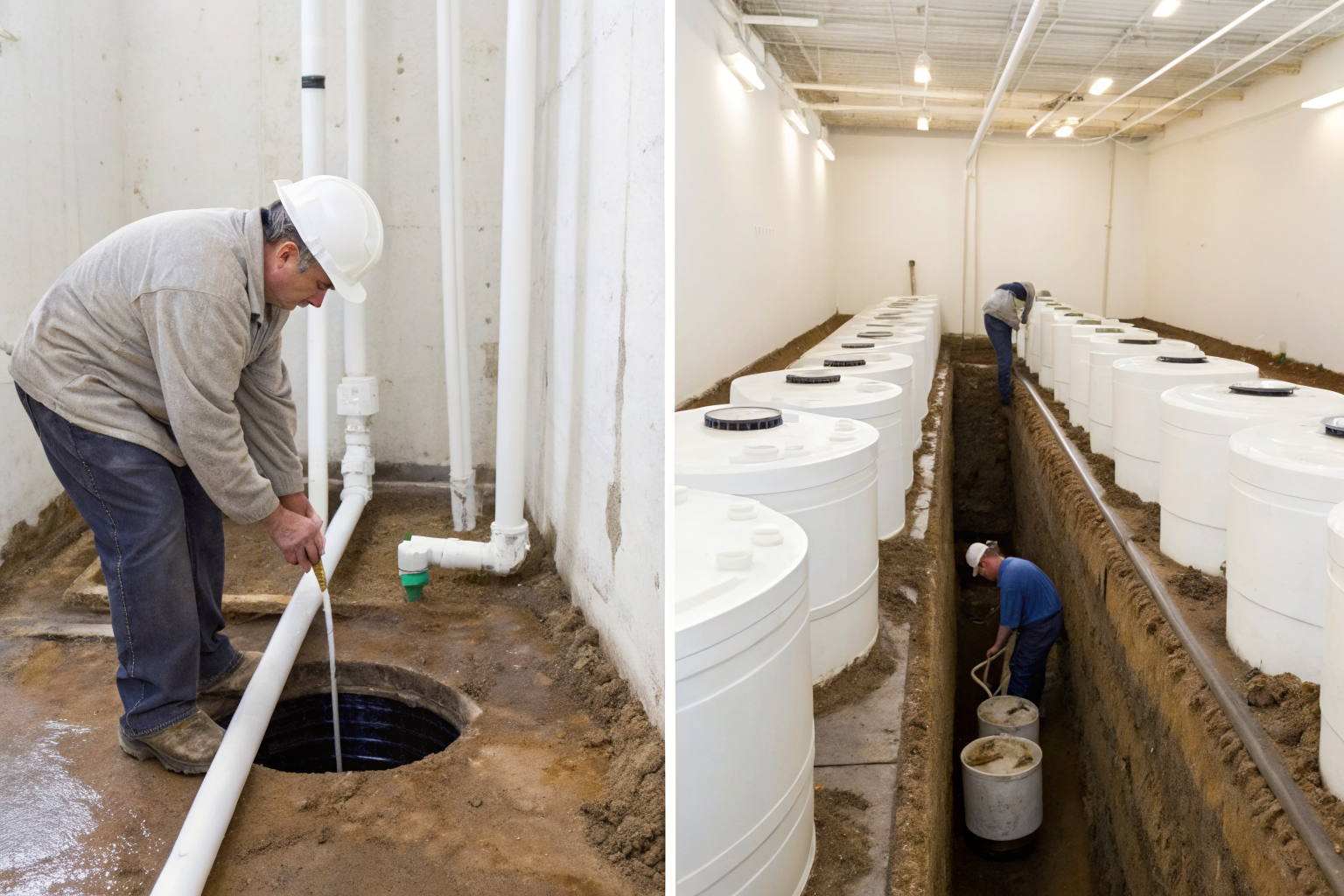 Septic system reactivation with water flow restoration.