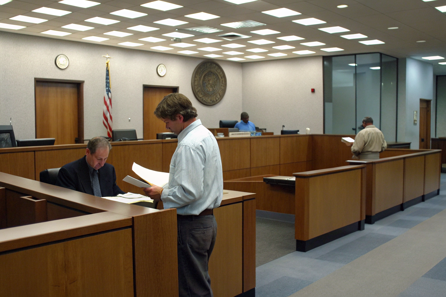 Person submitting septic permit application at health department office.