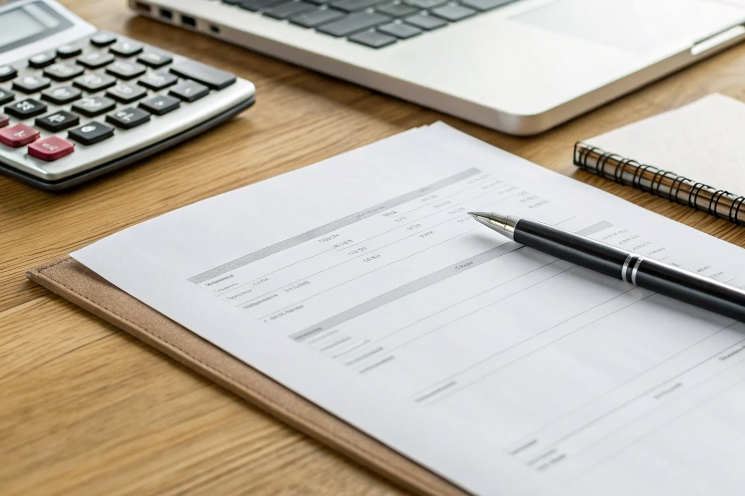 Septic pumping cost invoice on a desk with a calculator.