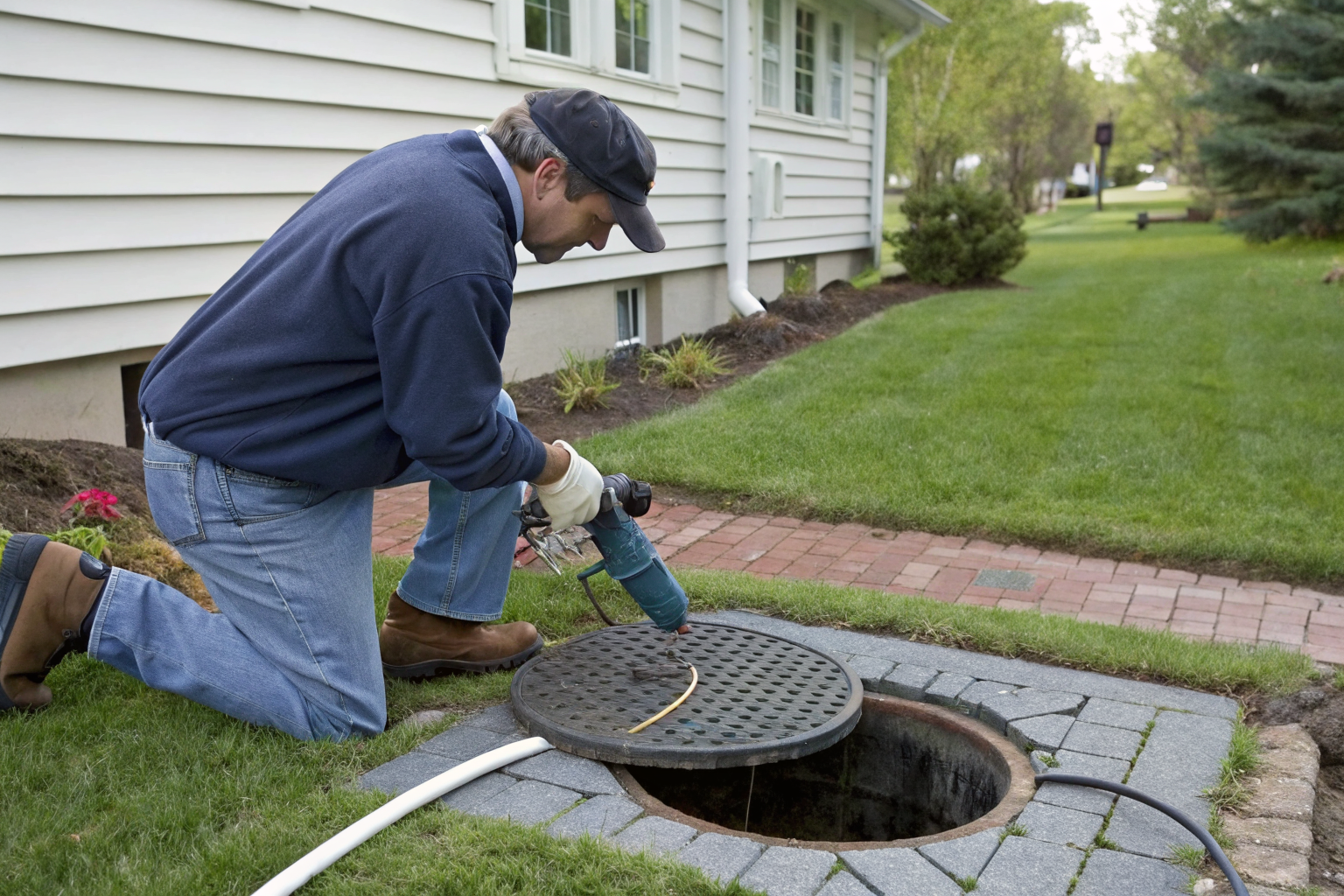 Certified inspector performing a Title 5 septic inspection.