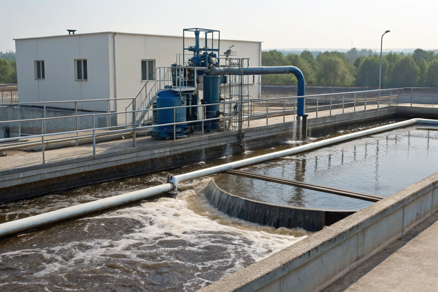 Aerobic treatment unit injecting oxygen into wastewater.